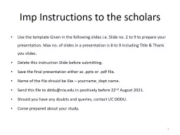Imp Instructions to the scholars