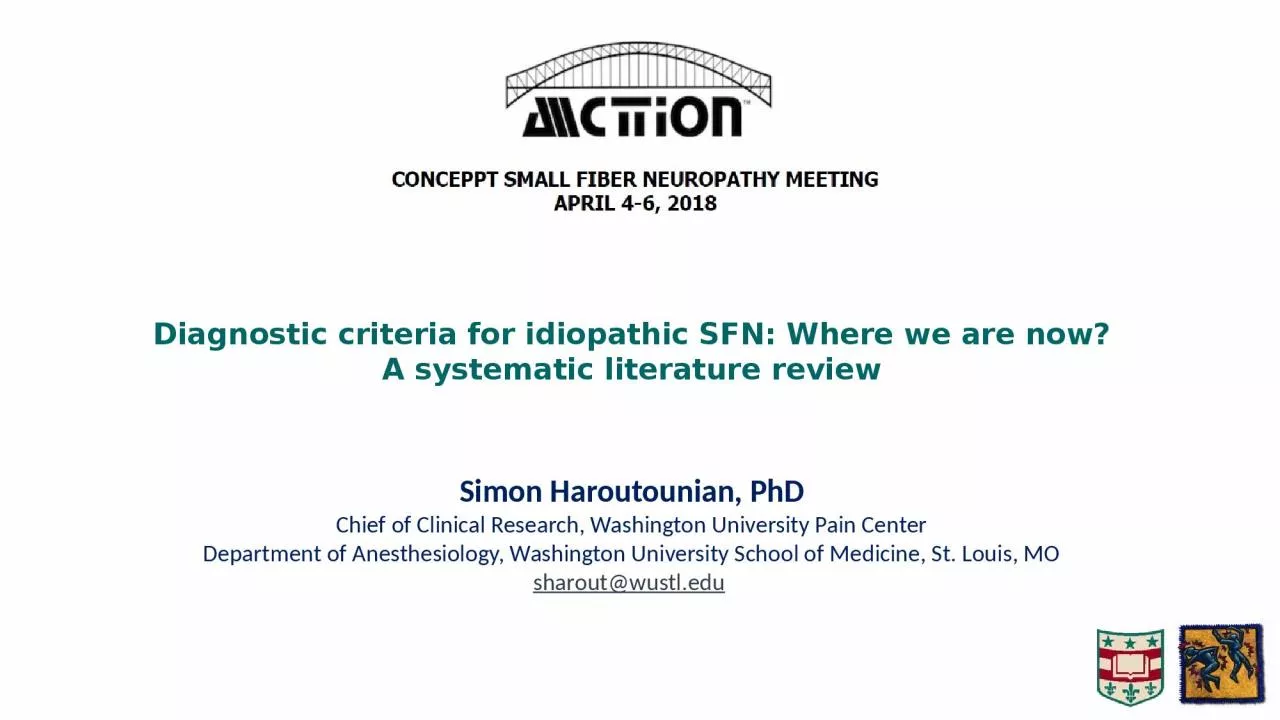 PPT-Diagnostic criteria for idiopathic SFN: Where we are now?