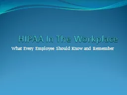 HIPAA In The Workplace What Every Employee Should Know and Remember