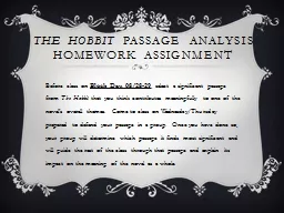 The Hobbit  Passage Analysis HOMEWORK Assignment