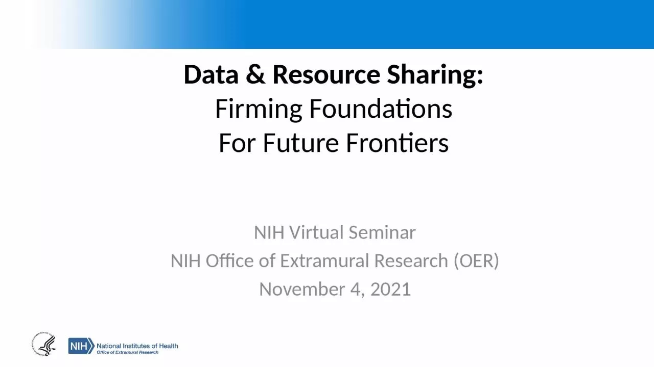 NIH Virtual Seminar NIH Office of Extramural Research (OER)