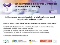 Antitumor and osteogenic activity of bisphosphonate-based Organic Salts and Ionic Liquids