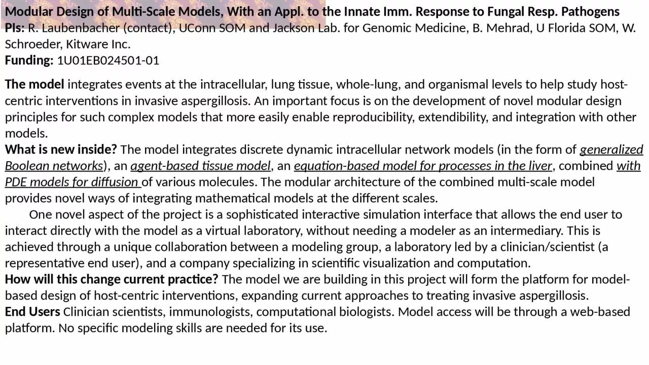 Modular Design of Multi-Scale Models, With an Appl. to the Innate
