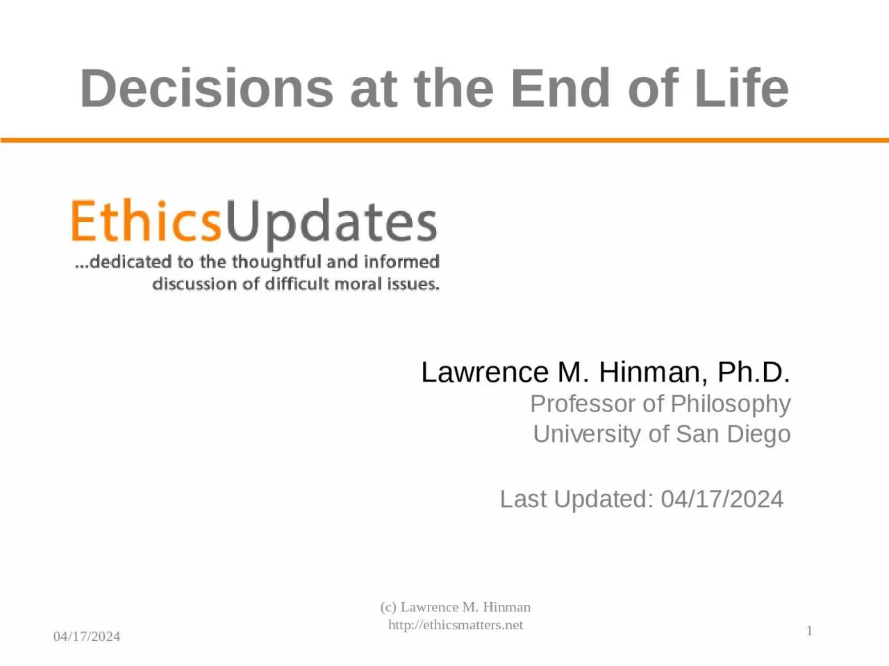 PPT-Decisions at the End of Life