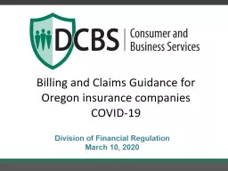 Billing and Claims Guidance for Oregon insurance