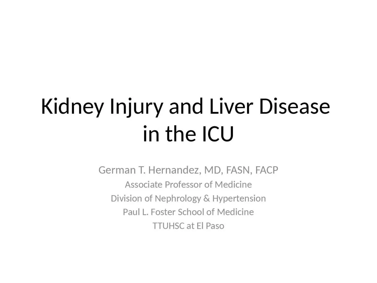 Kidney Injury and Liver Disease
