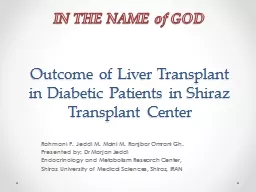 Outcome of Liver Transplant in Diabetic Patients in Shiraz Transplant Center