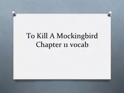 To Kill A Mockingbird  Chapter 11 vocab