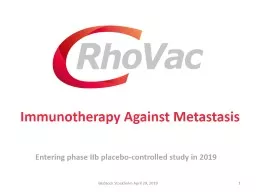 Immunotherapy Against Metastasis