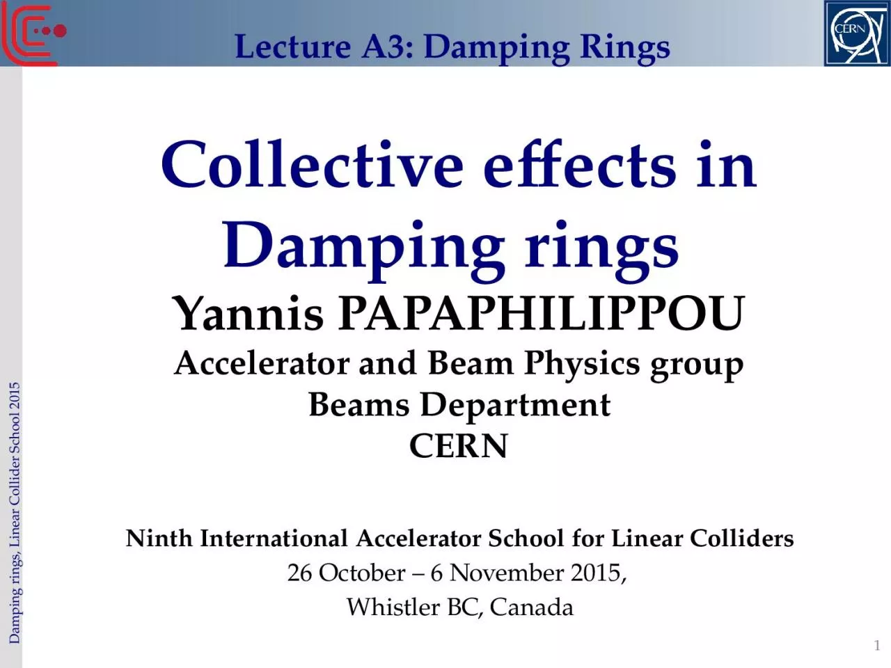 Collective effects in Damping rings