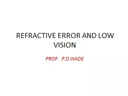 REFRACTIVE ERROR AND LOW VISION
