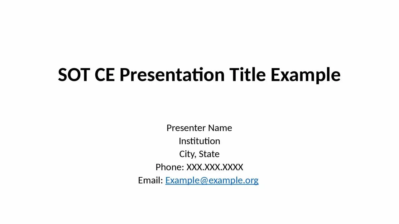 SOT CE Presentation Title Example