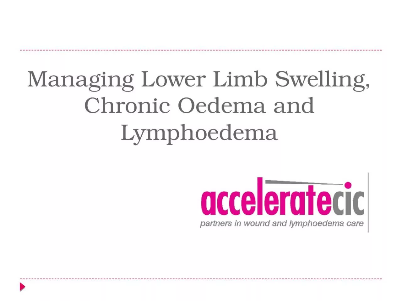 PPT-Managing Lower Limb Swelling, Chronic Oedema and Lymphoedema