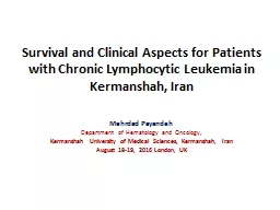 Survival and Clinical Aspects for Patients with Chronic Lymphocytic Leukemia in Kermanshah, Iran