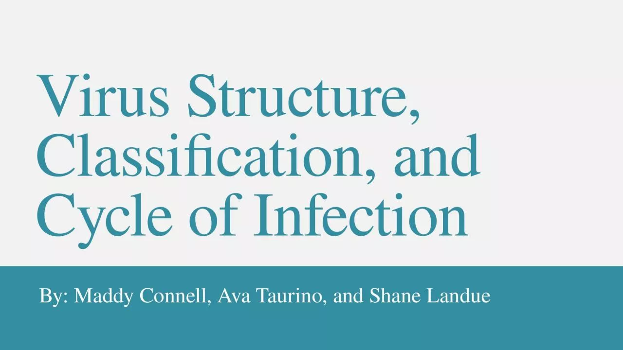 Virus Structure, Classification, and Cycle of Infection
