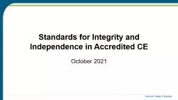 Standards for Integrity and Independence in Accredited CE