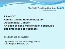 RE-AUDIT  Radical  Chemo-Radiotherapy for Oesophageal Cancer: