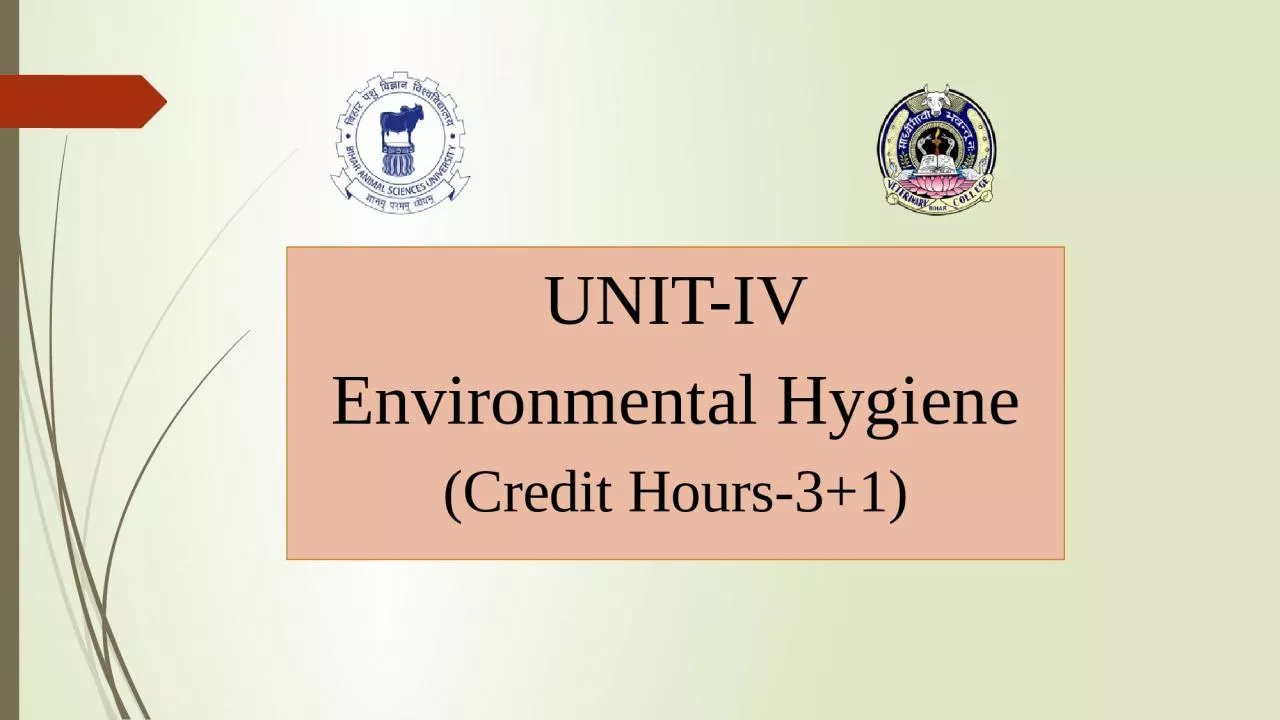 UNIT-IV Environmental Hygiene