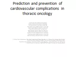 Prediction and prevention of cardiovascular complications in thoracic oncology