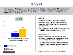 X- VeRT CV death, stroke/TIA, non-CNS systemic embolism, or MI: 0.51% of the