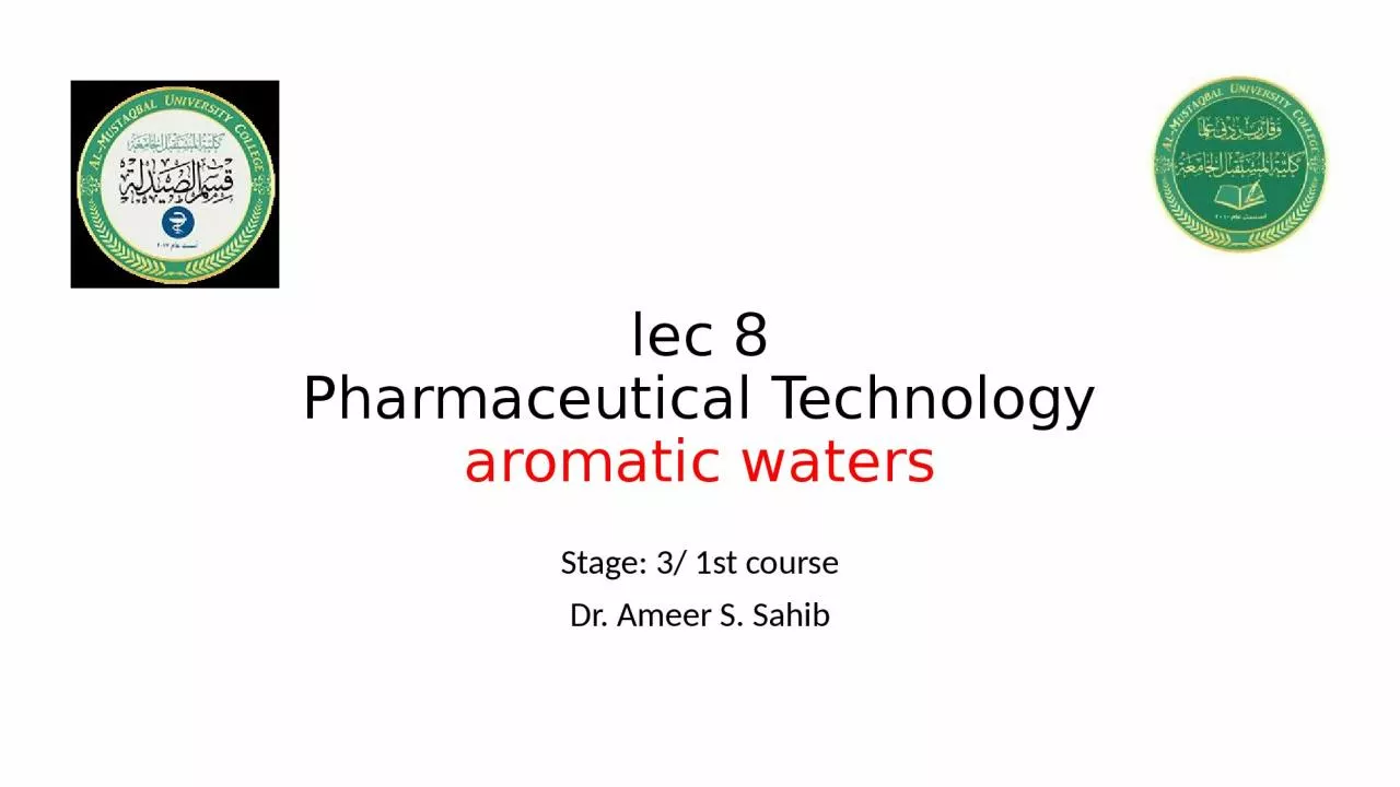 PPT-lec 8 Pharmaceutical Technology