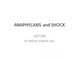 ANAPHYLAXIS and SHOCK LECTURE