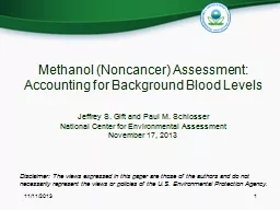 Methanol (Noncancer) Assessment: