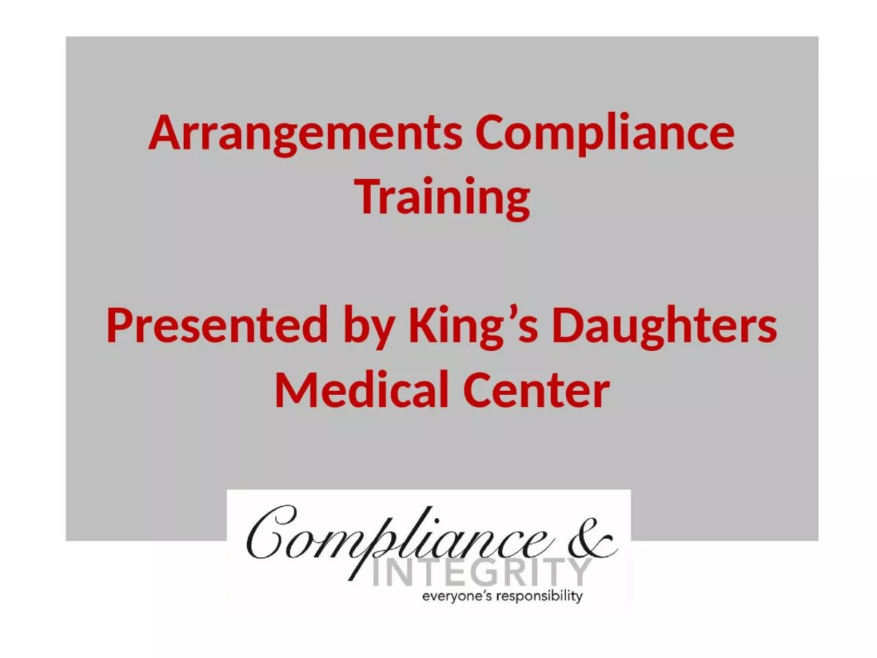 Arrangements Compliance Training