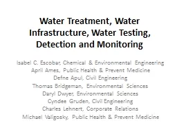 Water Treatment, Water Infrastructure, Water Testing, Detection and Monitoring