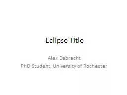 Eclipse Title Alex  Debrecht