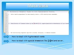 Meta Data How to deal with hyphenated words
