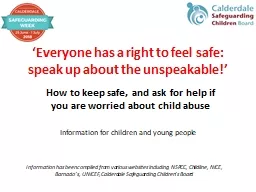 How to keep safe, and ask for help if you are worried about child abuse