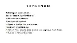 HYPERTENSION Pathological classification-