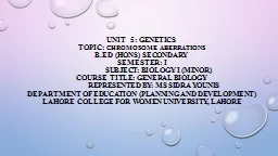 Unit  5: Genetics Topic: