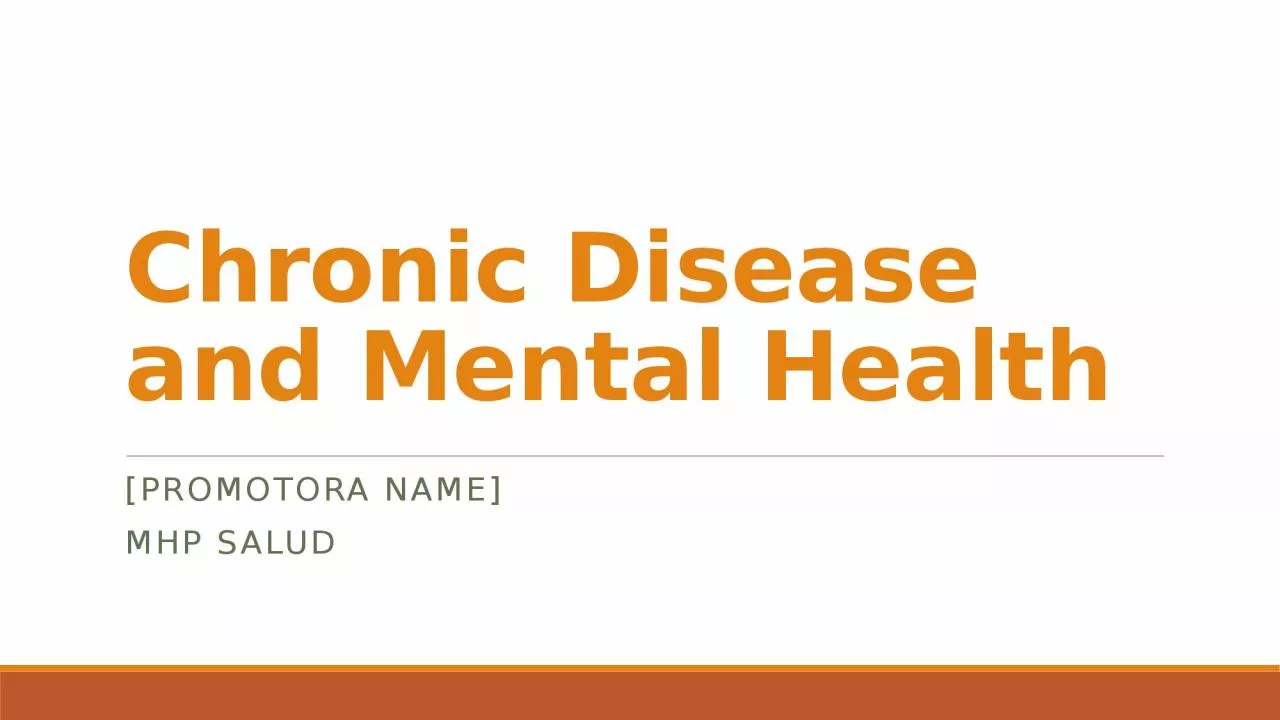 Chronic Disease and Mental Health