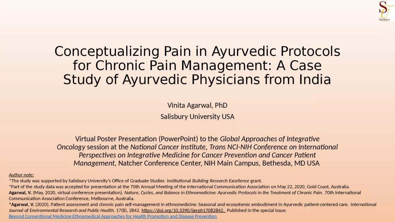 Conceptualizing Pain in Ayurvedic Protocols for Chronic Pain Management: A Case Study