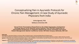 Conceptualizing Pain in Ayurvedic Protocols for Chronic Pain Management: A Case Study of Ayurvedic