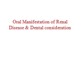 Oral Manifestation of Renal Disease