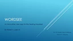 Wordsee An Innovative, new app for the hearing impaired