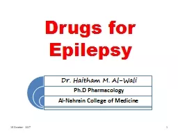 Drugs for Epilepsy 16 October 2017