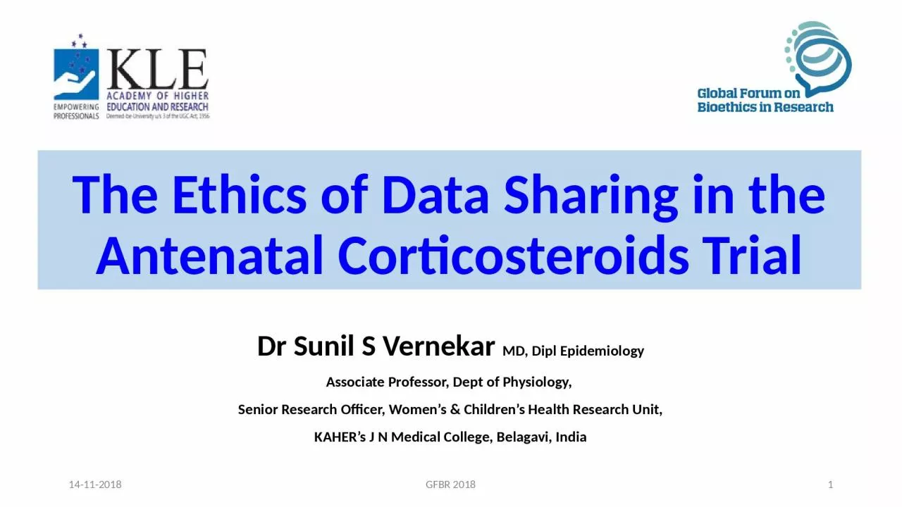 The Ethics of Data Sharing in the Antenatal Corticosteroids Trial