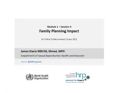 Module 1 – Session 4 Family Planning Impact