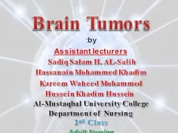 Brain Tumors :by Assistant lecturers