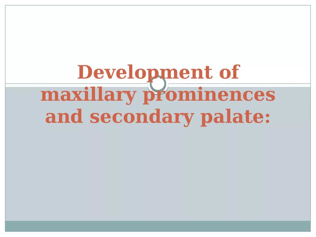 Development of maxillary prominences and secondary palate: