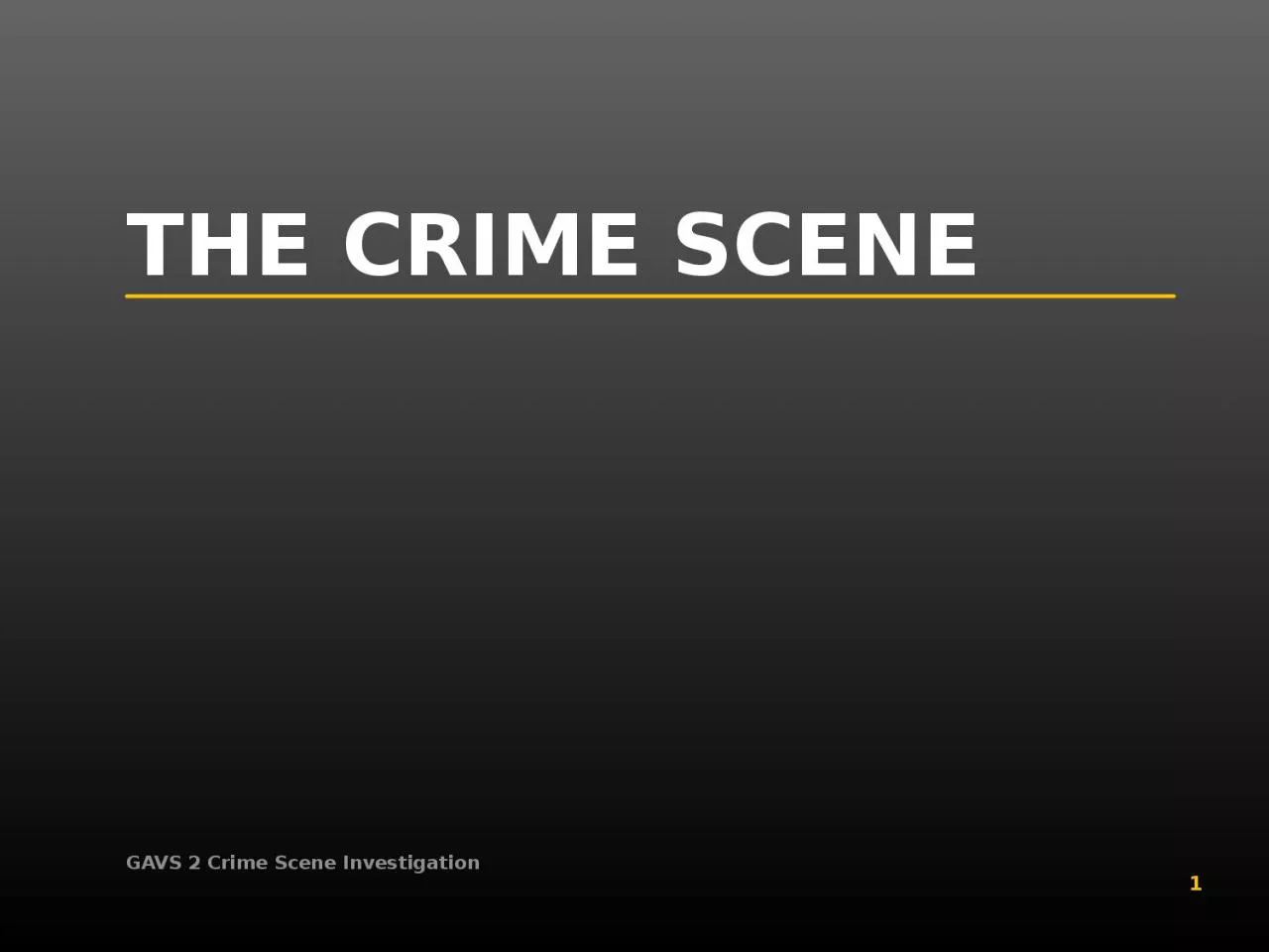 THE CRIME SCENE GAVS 2 Crime Scene Investigation