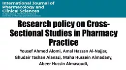 Research policy on Cross-Sectional Studies in Pharmacy Practice