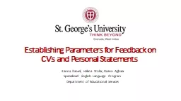 Establishing Parameters for Feedback on CVs and Personal Statements