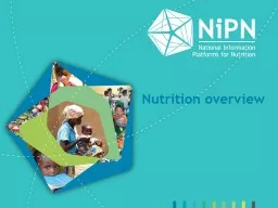 Nutrition overview Objectives