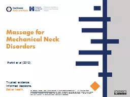 Massage for Mechanical Neck Disorders