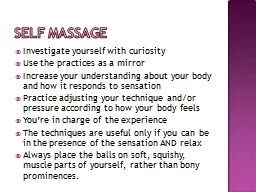 Self Massage Investigate yourself with curiosity